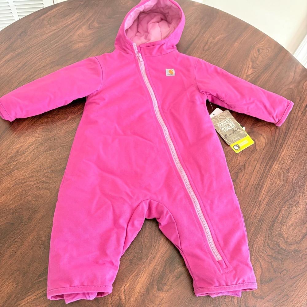 NWT Carhartt Quick Duck Hooded Bunting Baby Pink size 6m Water Repellent Canvas